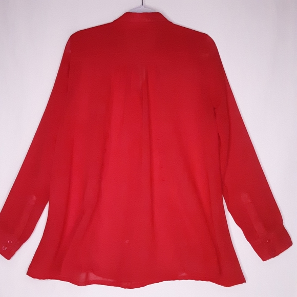 Charlotte Russe Red Sheer Button Front Shirt Size Medium - Picture 5 of 11